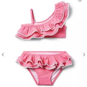 Janie and Jack Girls Pink Sunrise Ruffle Bikini Swim Swimsuit Two Piece 18-24